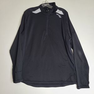 Saucony Activewear Mens  Pullover Sweatshirt Black Half-zip sz XL